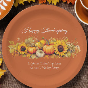 Assiettes En Carton Fête de Thanksgiving Orange personnalisée Patch de