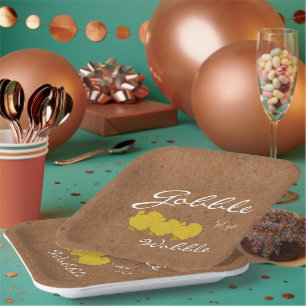 Assiettes En Carton Fête de Thanksgiving rustique Gobble And Wobble