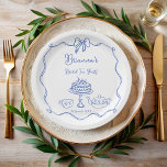 Assiettes En Carton Fête de thé de mariée à la main fantaisie<br><div class="desc">Whimsical dessiné à la main ruban frontière thé mariée plaque de papier personnalisée modèle, thé fête nuptiale plaque monogrammed papier, joli dessin à la main style thé pot et tasse de thé cerise gâteau ruban arc frontière girly douche nuptiale décoration de table personnalisée, thé fête imprimé plaque de thé moderne...</div>