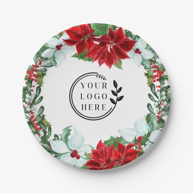 Assiettes En Carton Fête de vacances Ajouter un logo Fête de Noël d'en (Devant)