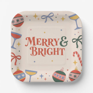 Assiettes En Carton Fête de vacances Joyeuse et Lumineuse