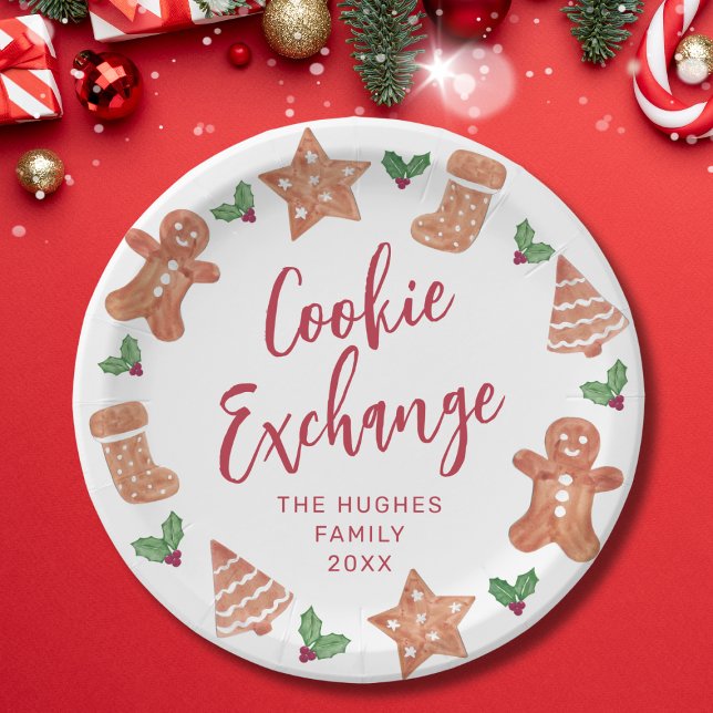 Assiettes En Carton Fête d'échange de biscuits de Noël (Créateur téléchargé)
