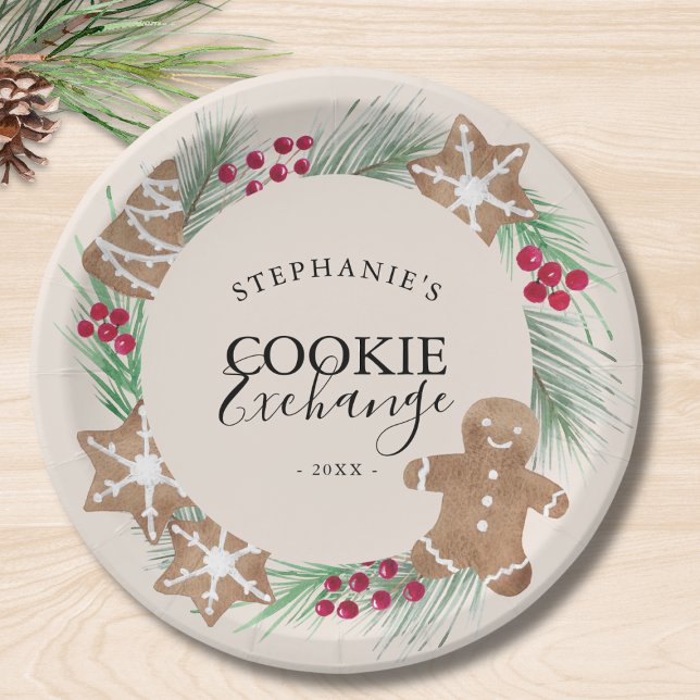 Assiettes En Carton Fête d'échange de biscuits de Noël  (Créateur téléchargé)