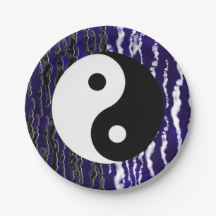 Assiettes En Carton Fête d'énergie Zen de tranquillité bleue Yin Yang