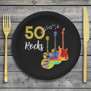 Assiettes En Carton Fête des 50 ans de la guitare 50 rocks