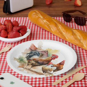 Assiettes En Carton Fête des amateurs de coq de ferme mignonne