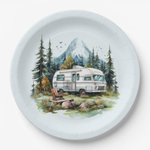 Assiettes En Carton Fête des amoureux du camping cool