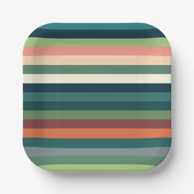 Assiettes En Carton Fête des Bandes de Couleurs (Recto)