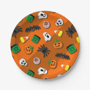 Assiettes En Carton Fête des Candies Éffrayantes d'Halloween