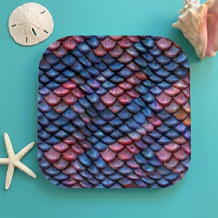 Assiettes En Carton Fête des écailles de sirène iridescentes