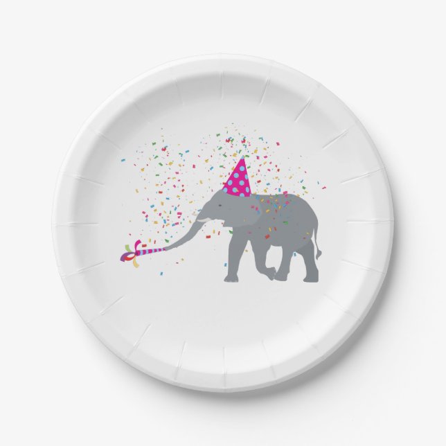 Assiettes En Carton Fête des éléphants - Animaux ayant une fête (Devant)