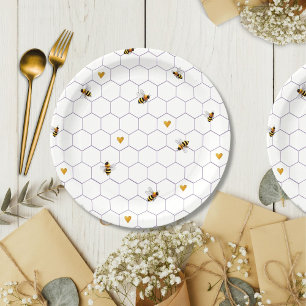 Assiettes En Carton Fête des mariées aimée par les abeilles et Youtifu