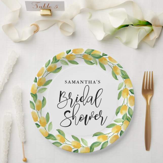 Assiettes En Carton Fête des mariées aux agrumes de citron (Mariage)