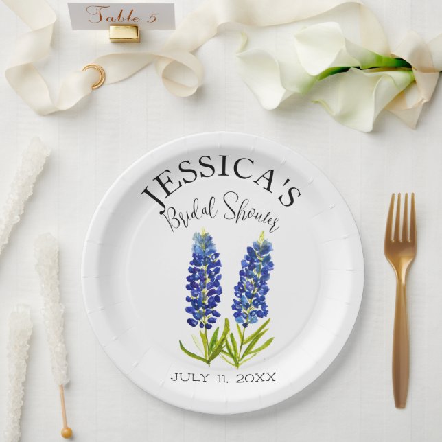Assiettes En Carton Fête des mariées Bluebonnets Fleur sauvage Blue Fl (Mariage)
