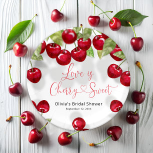 Assiettes En Carton Fête des mariées cerise