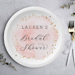 Assiettes En Carton Fête des mariées circulaire d'aquarelle<br><div class="desc">Cette plaque de papier de douche nuptiale présente un cercle d'aquarelle peint en rose vif avec des accents de points d'or faux. Pour une personnalisation plus avancée de cette conception,  cliquez sur le bouton "Personnaliser". Des articles correspondants sont également disponibles.</div>