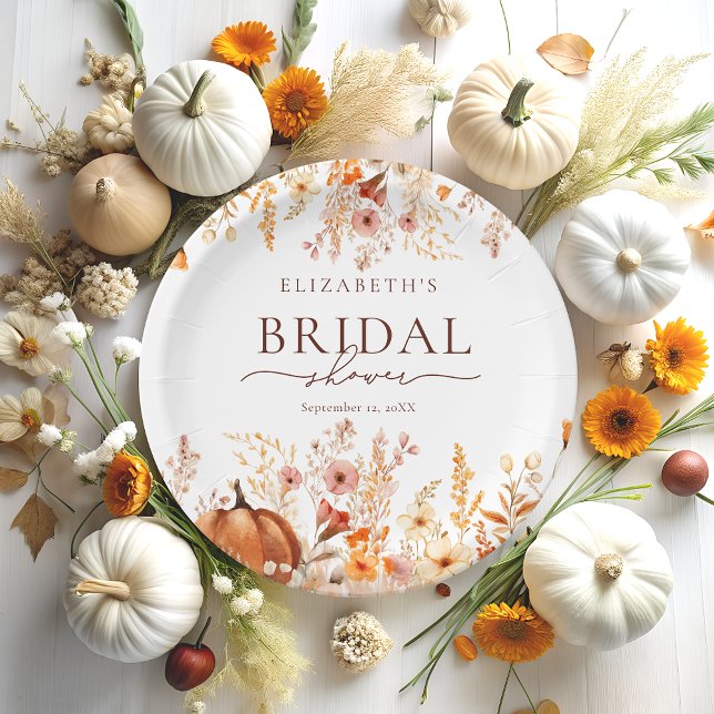 Assiettes En Carton Fête des mariées Citrouille Boho Fall (Créateur téléchargé)