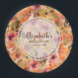 Assiettes En Carton Fête des mariées d'aquarelle d'automne<br><div class="desc">Un collage d'élégantes aquarelles fleurs d'automne et de la verdure d'automne met en valeur ces belles plaques de papier personnalisées. CORRESPONDRE des articles dans notre magasin.</div>