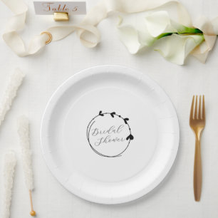 Assiettes En Carton Fête des mariées de couronne de coeur simple noir