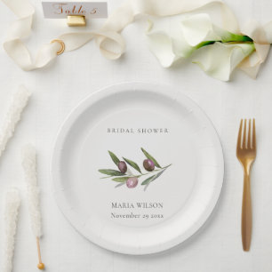 Assiettes En Carton Fête des mariées de feuillage de la branche d'ol