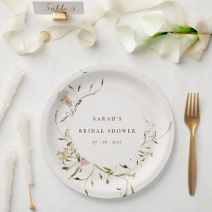 Assiettes En Carton Fête des mariées de germe florale de prairie molle