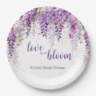 Assiettes En Carton Fête des mariées de glycine à l'aquarelle violet
