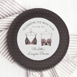 Assiettes En Carton Fête des mariées de lingerie en dentelle noire<br><div class="desc">Black Pink Lace Aquarelle Lingerie Fête des mariées Papier Plaques Vaisselle dispose d'élégants soutiens-gorge en dentelle noire avec votre soirée de lingerie personnalisée, la partie de culotte ou la douche nuptiale dans un script élégant. Personnalisez en modifiant le texte dans les zones de texte fournies. Créé par ©Evco Studio www.zazzle.com/store/evcostudio...</div>