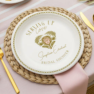 Assiettes En Carton Fête des mariées de Pickleball Retro Tropical Palm