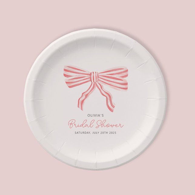 Assiettes En Carton Fête des mariées de rougissement Coquette Bow (Coquette Bow Bridal Shower Blush Pink paper cup.  Matching invitations available for bride to be. )