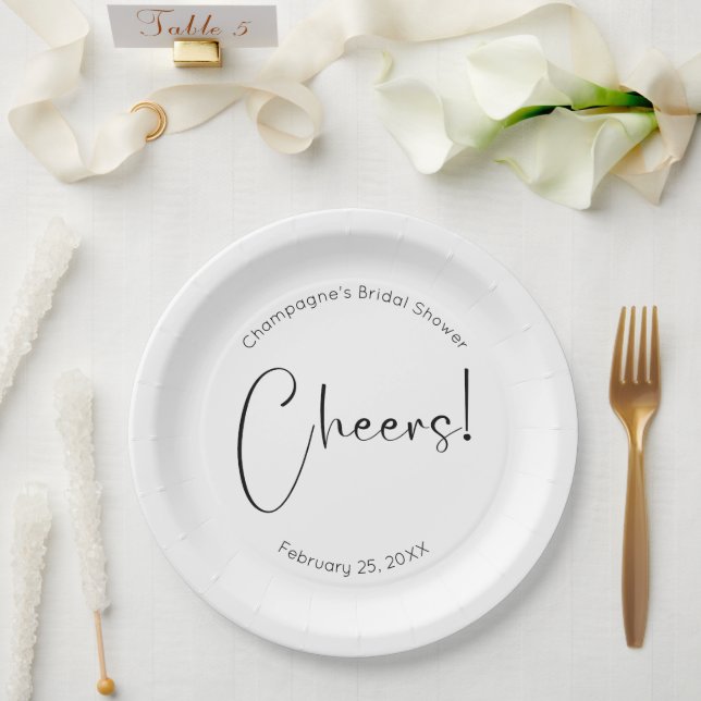 Assiettes En Carton Fête des mariées de script moderne (Mariage)