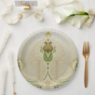Assiettes En Carton Fête des mariées de tourbillons délicates Art Nouv