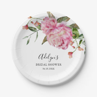 Assiettes En Carton Fête des mariées de verdure rose rustique