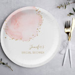 Assiettes En Carton Fête des mariées des points de Parties scintillant<br><div class="desc">Cette plaque en papier présente un pétale floral aquarelle peint en rose vif avec des accents de points de parties scintillant en faux or. Pour une personnalisation plus avancée de cette conception,  veuillez cliquer sur le bouton "Personnaliser". Des articles correspondants sont également disponibles.</div>