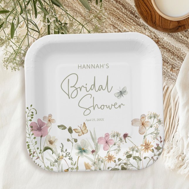 Assiettes En Carton Fête des mariées fleur sauvage Boho (Créateur téléchargé)