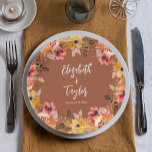Assiettes En Carton Fête des mariées Fleurs d'automne en terre cuite<br><div class="desc">Elégantes fleurs de chute d'aquarelle et verdure sur une terre cuite,  ces belles plaques en papier sont parfaites pour toutes les occasions. CORRESPONDRE des articles dans notre magasin.</div>
