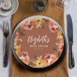 Assiettes En Carton Fête des mariées Fleurs d'automne en terre cuite<br><div class="desc">Elégantes fleurs de chute d'aquarelle et verdure sur une terre cuite,  ces belles plaques en papier sont parfaites pour toutes les occasions. CORRESPONDRE des articles dans notre magasin.</div>