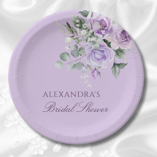 Assiettes En Carton Fête des mariées florale Lavender Peony