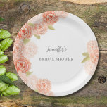 ASSIETTES EN CARTON FÊTE DES MARIÉES FLORALE PEACH WATERCOLOR<br><div class="desc">Collection d'aquarelle couleur pêche romantique pour la douche nuptiale parfaite</div>