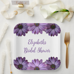 Assiettes En Carton Fête des mariées florale pourpre