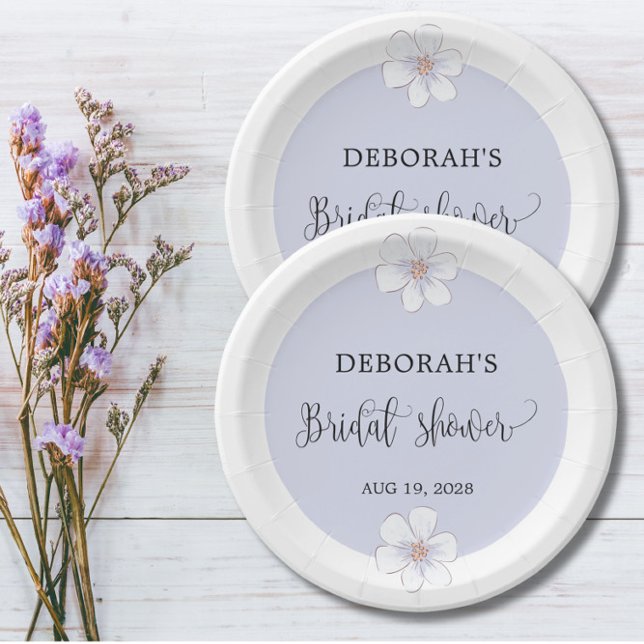 Assiettes En Carton Fête des mariées florale romantique Lilac (Créateur téléchargé)