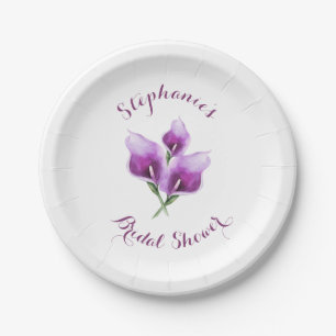 Assiettes En Carton Fête des mariées florale violette Calla Lily
