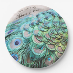 Assiettes En Carton Fête des mariées Lavish Peacock Feaths Plaque en p
