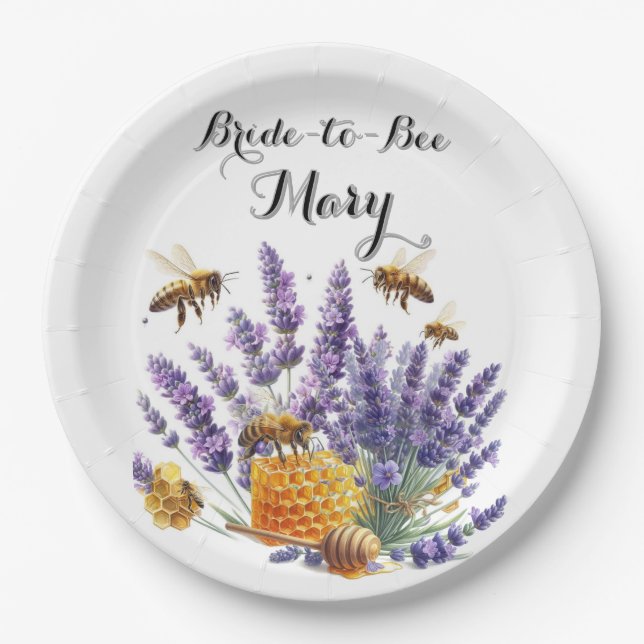 Assiettes En Carton Fête des mariées mariée à Abee Lavender Plaque en  (Devant)