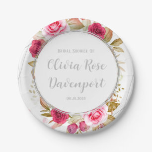 Assiettes En Carton Fête des mariées personnalisée géométrique Rose ro