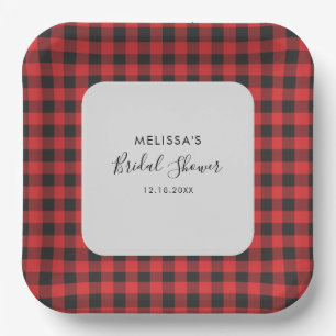 Assiettes En Carton Fête des mariées Plaid Black Red Buffalo Plaid Rus