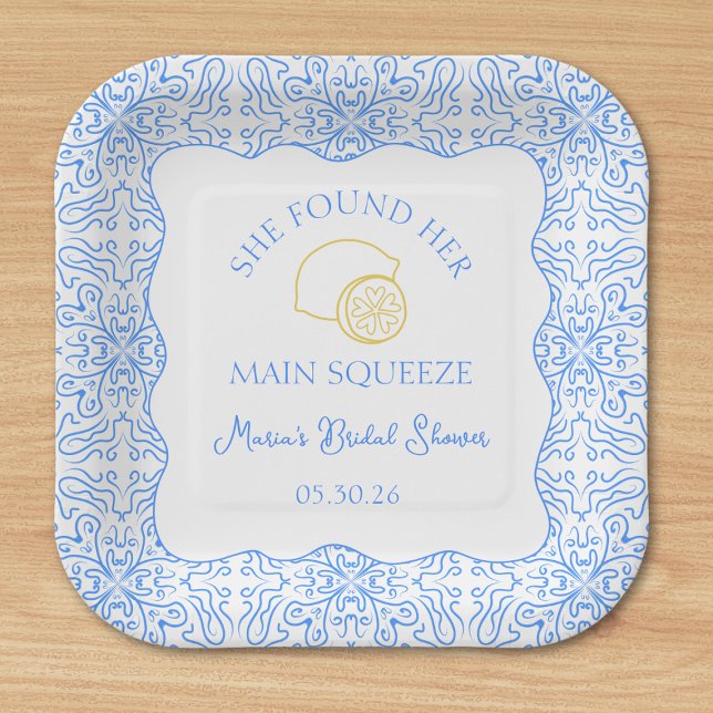 Assiettes En Carton Fête des mariées principale de Squeeze Lemon & Blu (Elevate your bridal shower with elegant lemon-themed plates, perfect for She Found her Main Squeeze)
