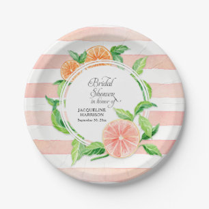 Assiettes En Carton Fête des mariées rose agrumes orangé
