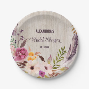 Assiettes En Carton Fête des mariées rustique Boho Floral Party Plaque