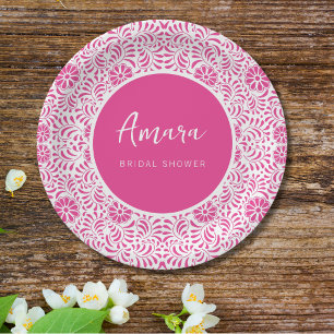 ASSIETTES EN CARTON FÊTE DES MARIÉES TALAVERA ROSE