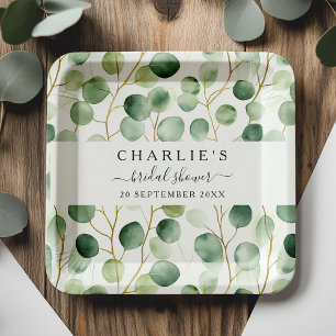 Assiettes En Carton Fête des mariées verdoyante moderne et élégant